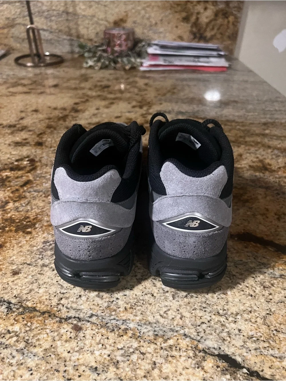 New Balance Black & Gray Mesh Suede Running Shoes
